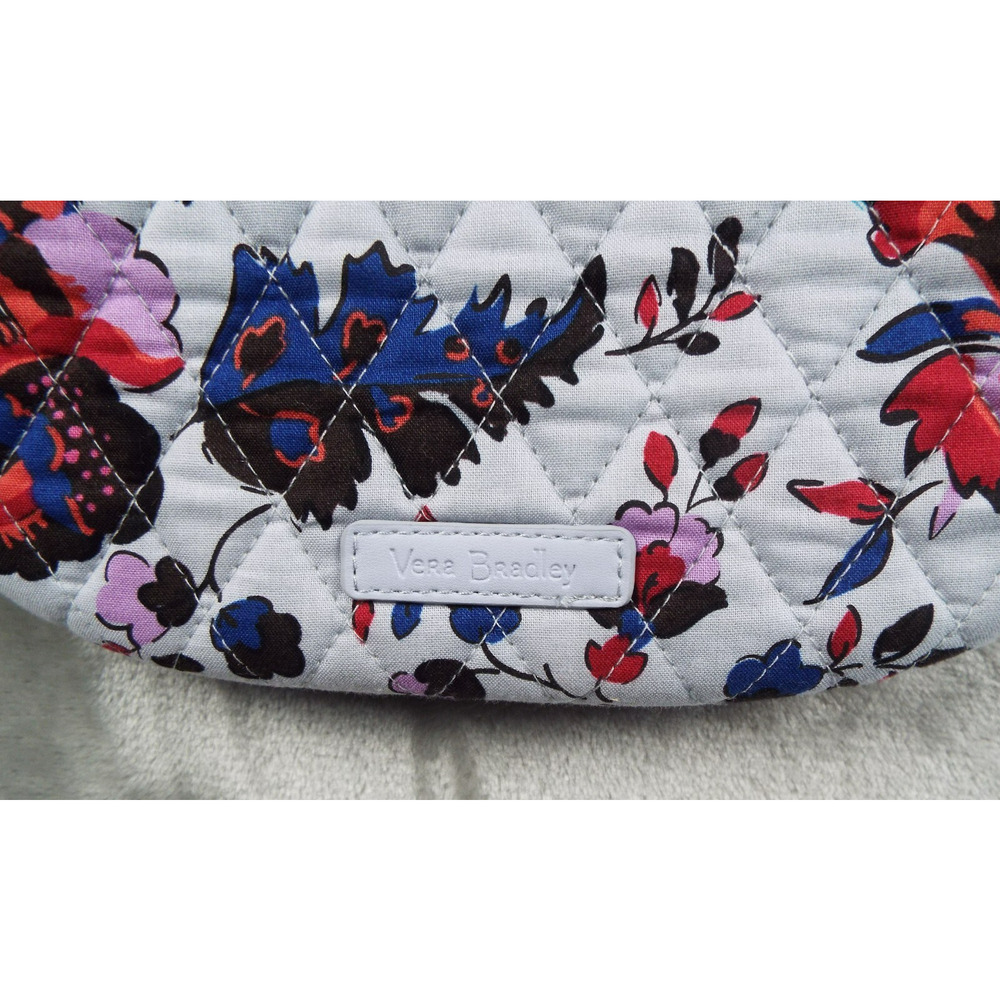 VERA BRADLEY Gray Bucket Crossbody Floral Flowers Top Zip Adjustable Strap NWT - Picture 6 of 9